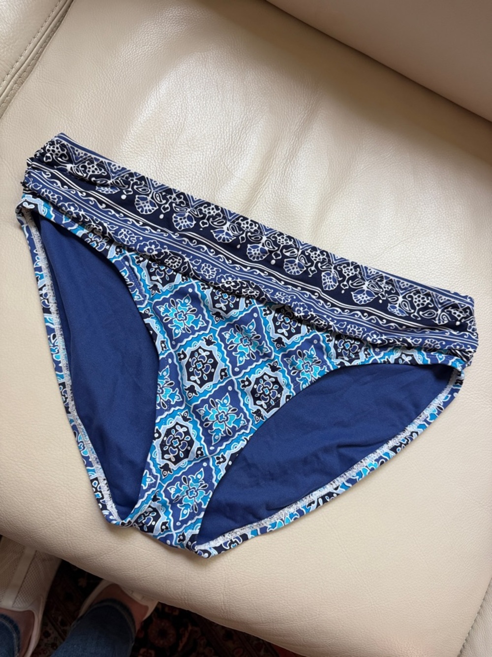 Tommy Bahama Navy and White Printed Bikini Bottoms